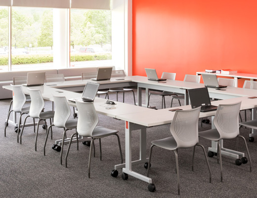 MultiGeneration by Knoll stacking base C leg training table ganging 