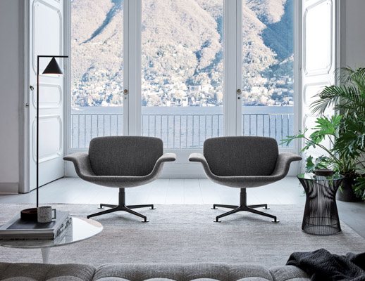 kn01 swivel lounge chair low back fabric piero lissoni platner side table
