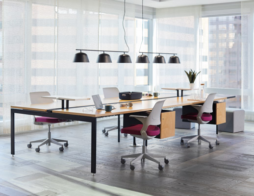 Antenna Big Table wide end leg suspended wood file pedestal storage cantilever shelf Birch plywood Ollo light task chair side chair k. lounge stool Muuto Ambit Rail lamp lighting Restore Basket tray accessories shared spaces collaboration team workstation