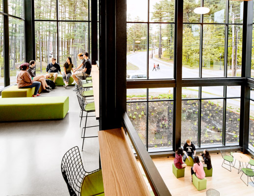 bertoia barstool k. lounge bowdoin college roux center for the environment