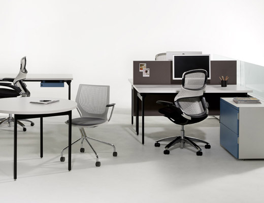 Antenna Workspaces with glass screens, pedestals and Fence