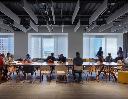 rockwell unscripted library table knollstudio filzfelt baffles shared space
